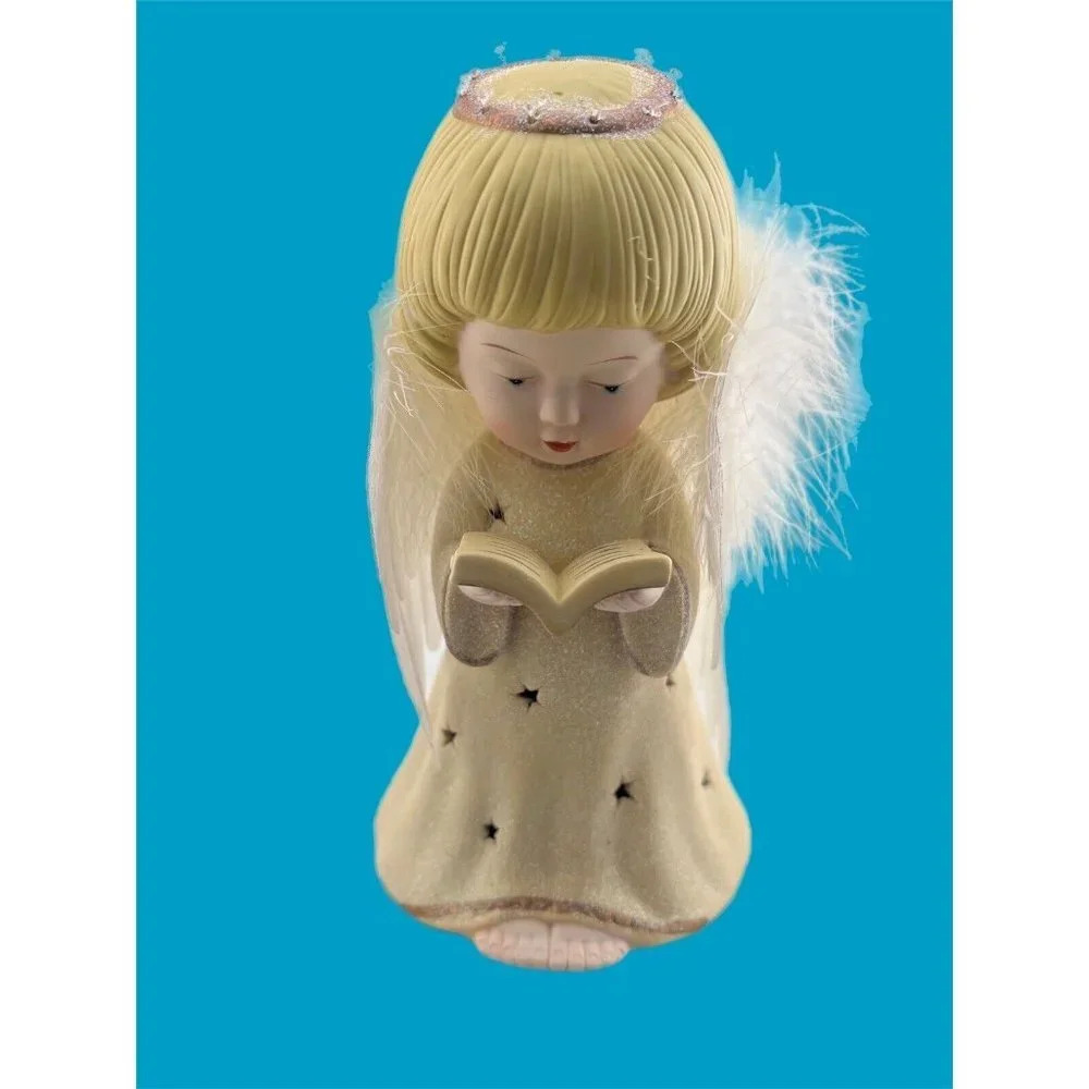 Choir Angel Ceramic Lights Up Changes Colors On Off Switch Battery Operated